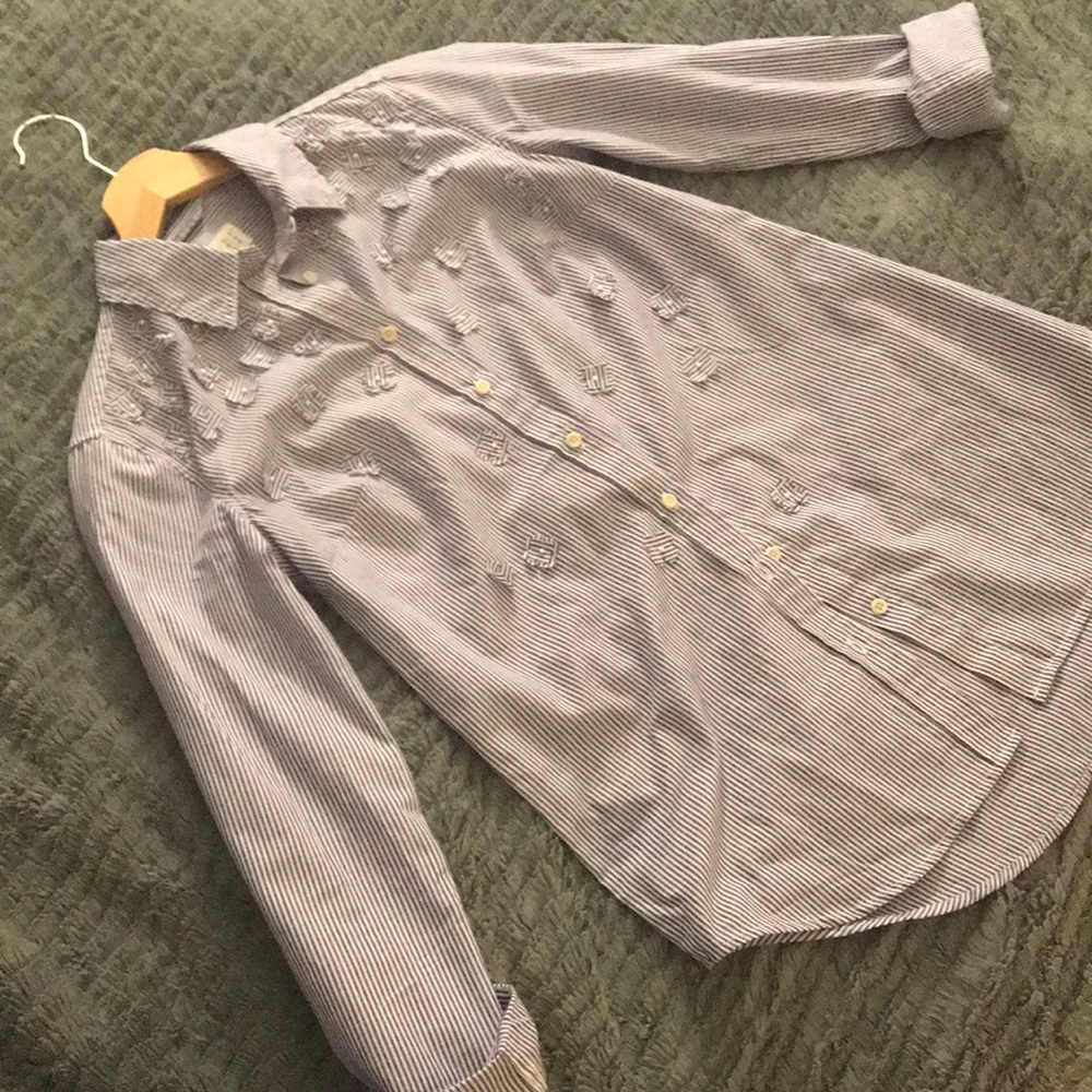 Striped Button Down with Flowers